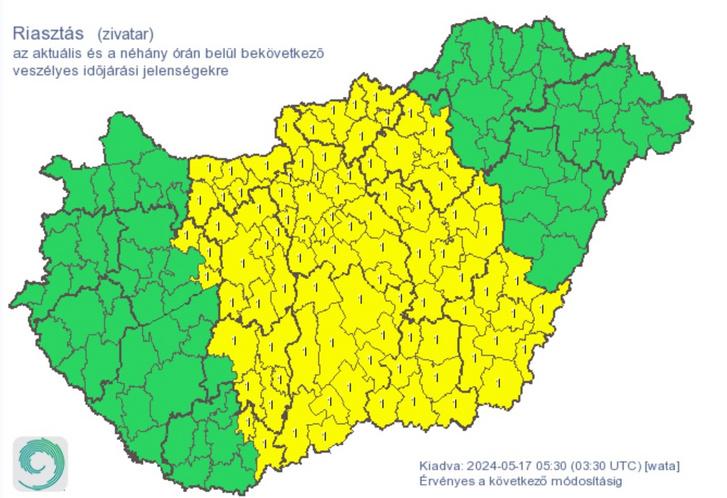 Jégeső és viharos szél várható pénteken a zivatarok mellett