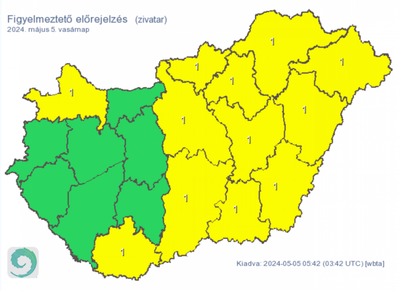 Vasárnap zivatarokra figyelmeztet a Hungaromet keleten