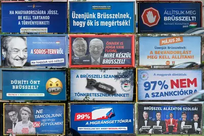Tíz év folyamatos támadás Brüsszel ellen a magyar kormány plakátjain