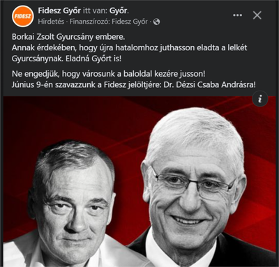 Gyurcsány Ferenc és Borkai Zsolt kapcsolata a Fidesz Győr szerint