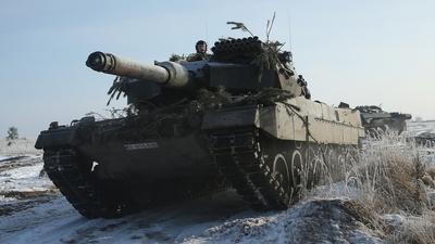 Német Leopard 2 tank a moszkvai Győzelmi Parkban