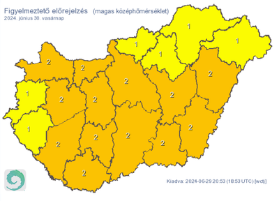 Vasárnapra másodfokú hőségriasztás lép életbe Magyarországon