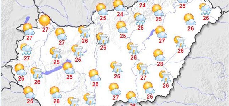 Napsütés és zivatarok váltakozása várható a mai napon